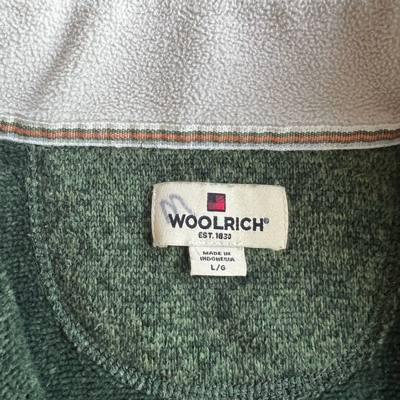 Woolrich XL Green Fleece Quarter Zip Pullover Sweater Outdoor Chest Pocket - Picture 5 of 5